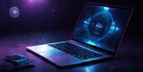 Laptop with glowing interface