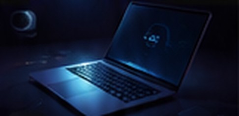 Laptop in a dark room