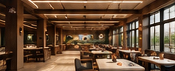 Restaurant interior with timber ceiling